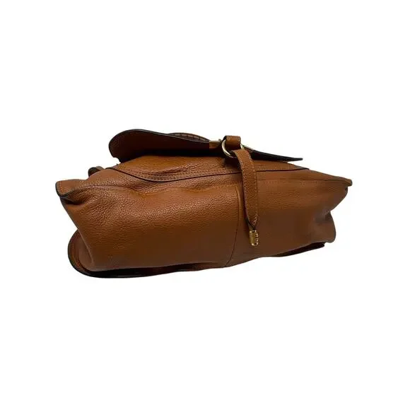 Chloe Large Marcie Pebbled Leather Satchel Bag Tan Cognac Gold Hardware w COA - Picture 7 of 16
